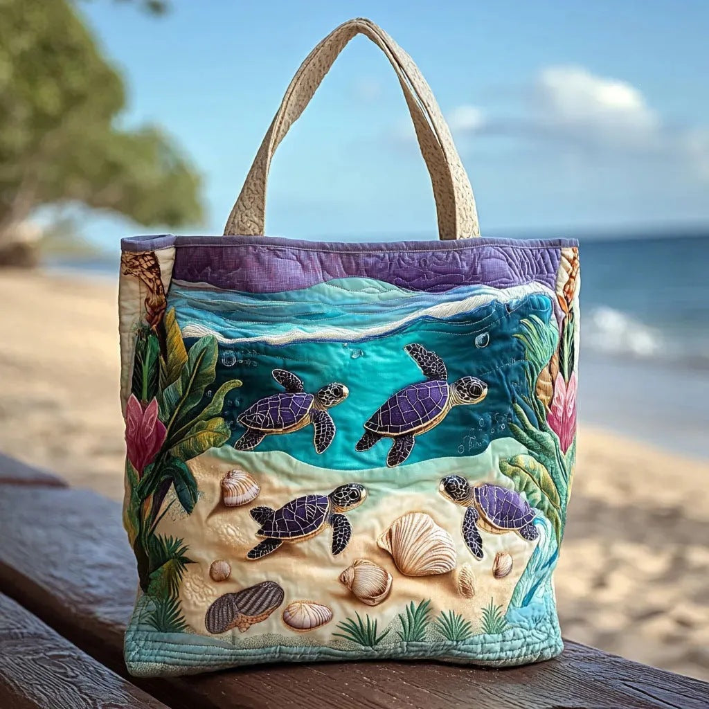 Turtle Haven Printed Oxford Tote Bag, 600D Canvas Shoulder Bag for Daily Use, Shopping, Travel & Work