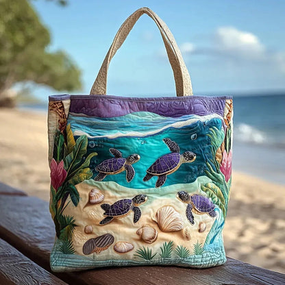 Turtle Haven Printed Oxford Tote Bag, 600D Canvas Shoulder Bag for Daily Use, Shopping, Travel & Work