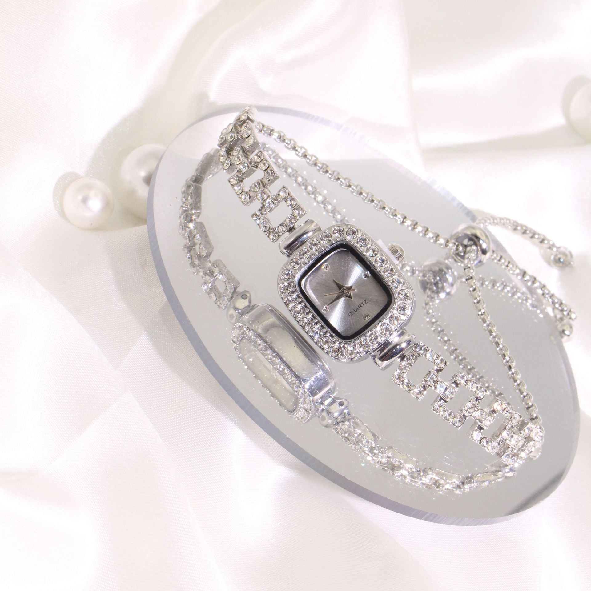 Women's Square Rhinestone Watch – Elegant Quartz Wristwatch with Adjustable Strap & Sparkling Crystal Accents