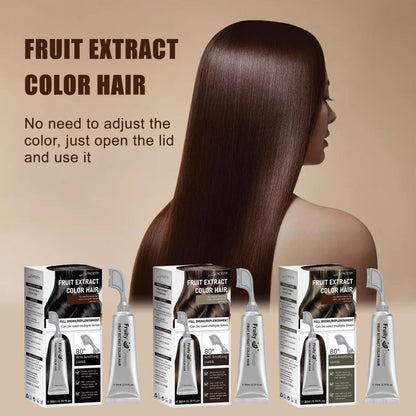 Fruit Extract Hair Dye Comb / Hair Dye Cream — Portable Home Use, Gentle Plant-Based Hair Dye for Full Hair Coloring, Reusable No Mix Hair Color