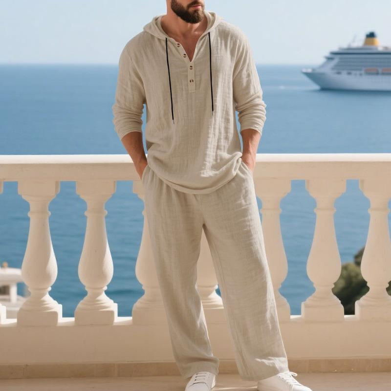 🌾 Men's Hooded Linen 2-Piece Set