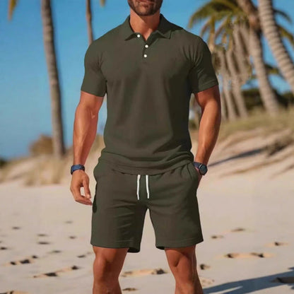 ☀️ Stay Cool & Look Sharp — Men's 2-Piece Polo & Shorts Set