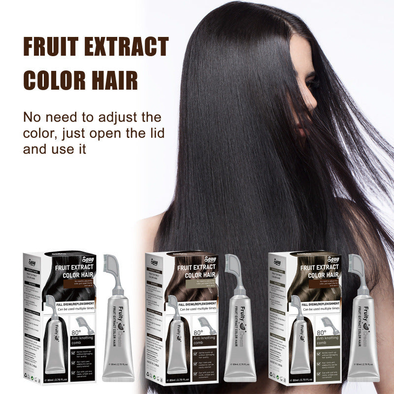 Fruit Extract Hair Dye Comb / Hair Dye Cream — Portable Home Use, Gentle Plant-Based Hair Dye for Full Hair Coloring, Reusable No Mix Hair Color
