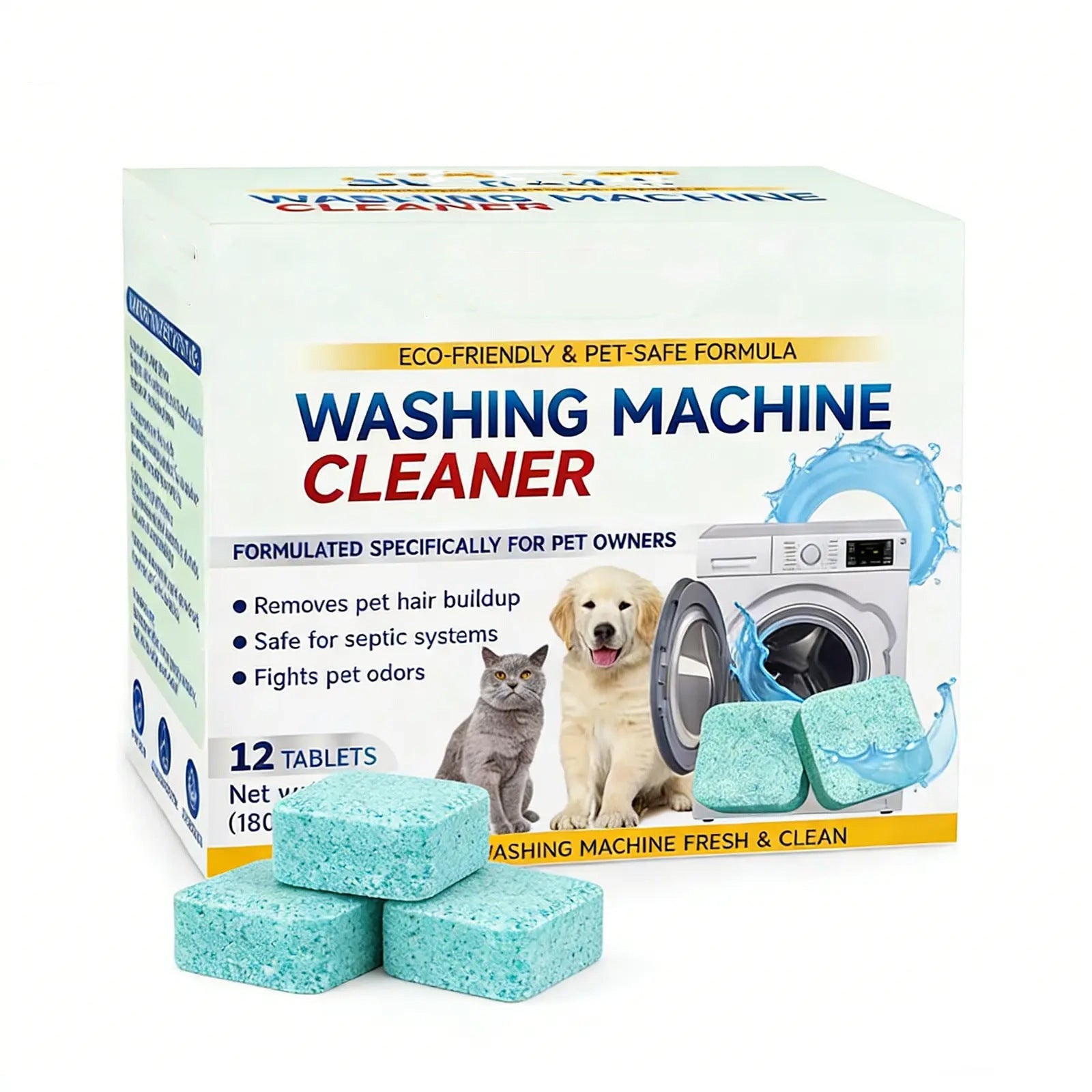 12-Pack Eco-Friendly Washing Machine Cleaner Tablets