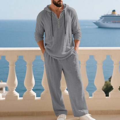 🌾 Men's Hooded Linen 2-Piece Set