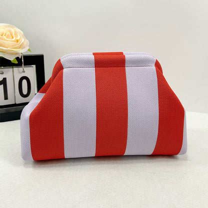 Women's Striped  Cloud Handbag, Clip-Top Crossbody Bag, Lightweight Foldable for Daily Use, Party, Travel, Gift Idea