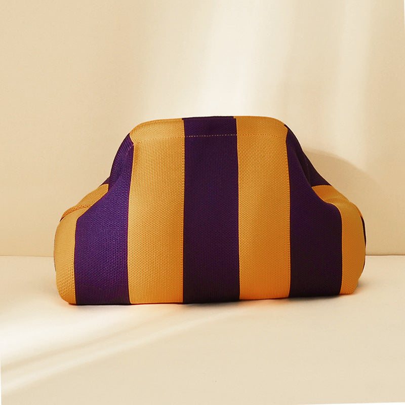 Women's Striped  Cloud Handbag, Clip-Top Crossbody Bag, Lightweight Foldable for Daily Use, Party, Travel, Gift Idea