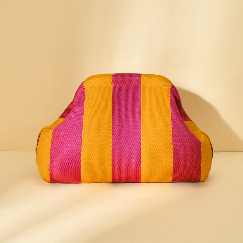 Women's Striped  Cloud Handbag, Clip-Top Crossbody Bag, Lightweight Foldable for Daily Use, Party, Travel, Gift Idea