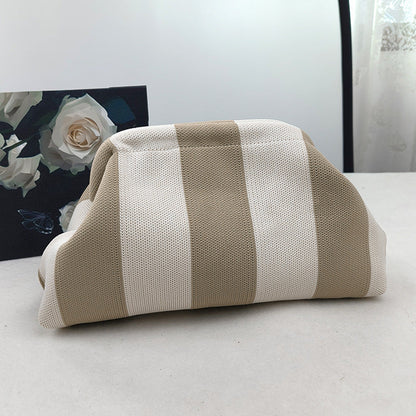Women's Striped  Cloud Handbag, Clip-Top Crossbody Bag, Lightweight Foldable for Daily Use, Party, Travel, Gift Idea