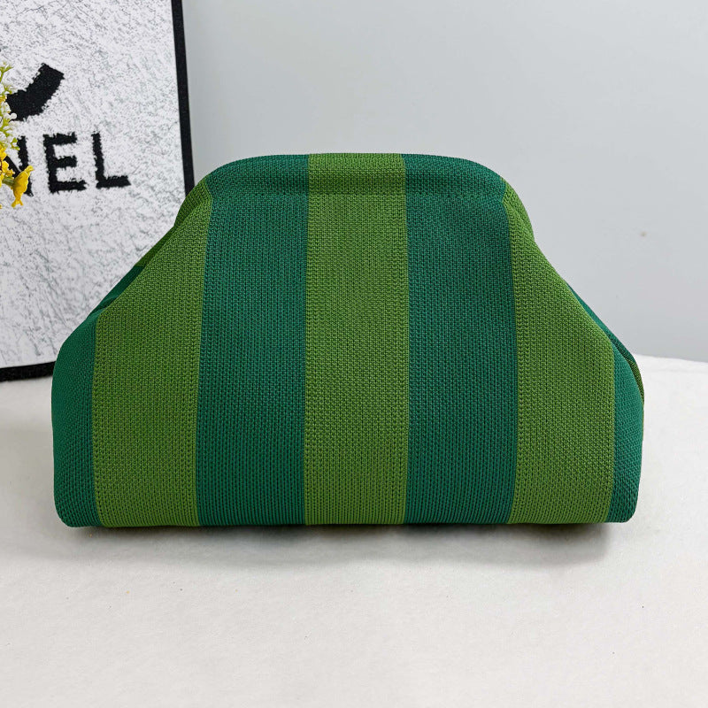 Women's Striped  Cloud Handbag, Clip-Top Crossbody Bag, Lightweight Foldable for Daily Use, Party, Travel, Gift Idea