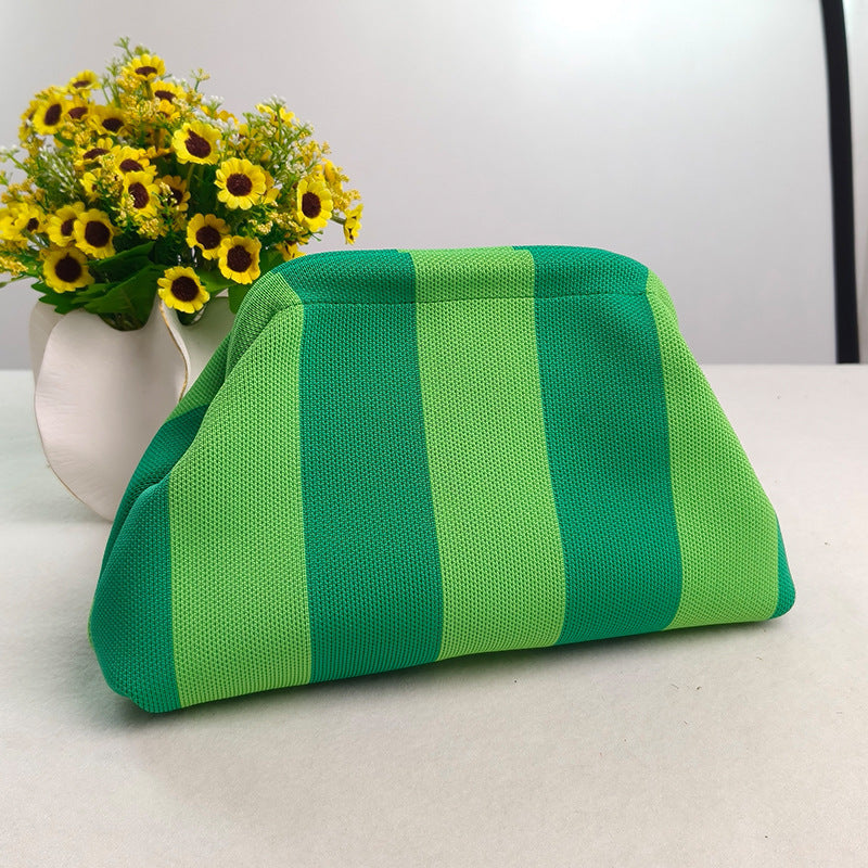 Women's Striped  Cloud Handbag, Clip-Top Crossbody Bag, Lightweight Foldable for Daily Use, Party, Travel, Gift Idea