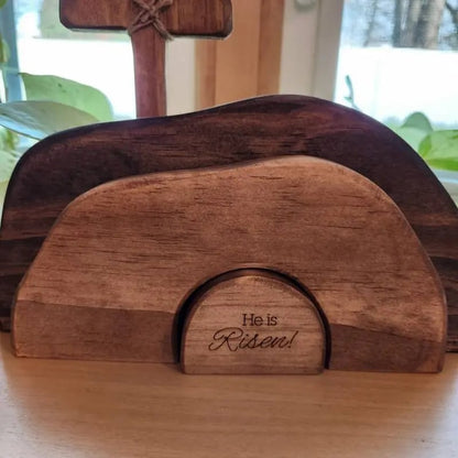 ✝️ Easter Tomb Decoration - Wooden Cross Jesus Resurrection Ornament