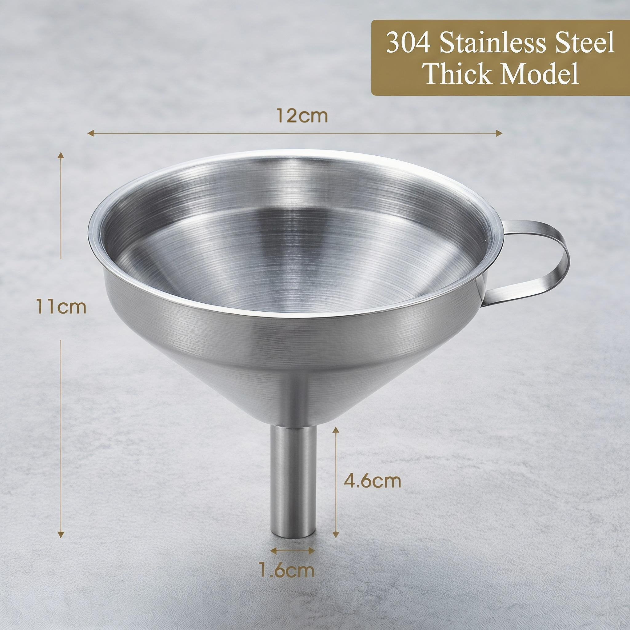 ✨Hot Sale 304 Stainless Steel Funnel with Filter Mesh – Kitchen Food Grade Metal Funnel for Oil, Alcohol, Jam & Spice Filling 🥄
