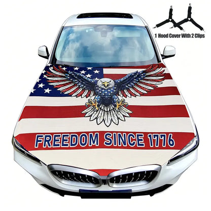 American Flag Car Hood Cover - America 250th Anniversary PatrioticVehicle Decoration for Independence Day & Memorial Day