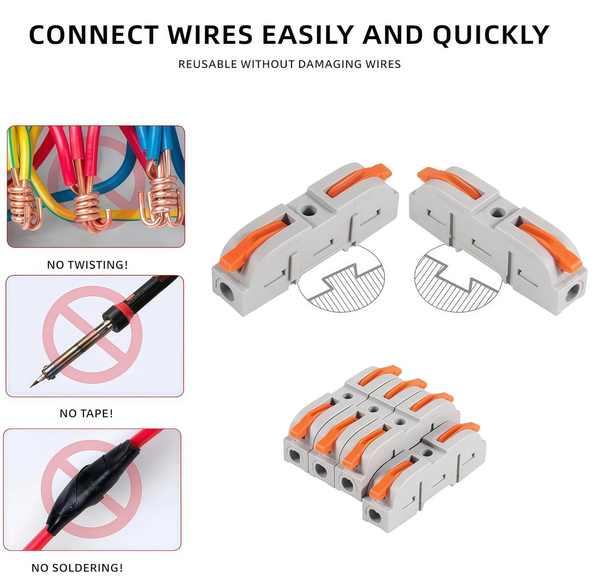 💯Universal Quick Lever Electrical Wire Connectors (24-12 AWG) Assortment (50/100Pcs) + Wire Stripper