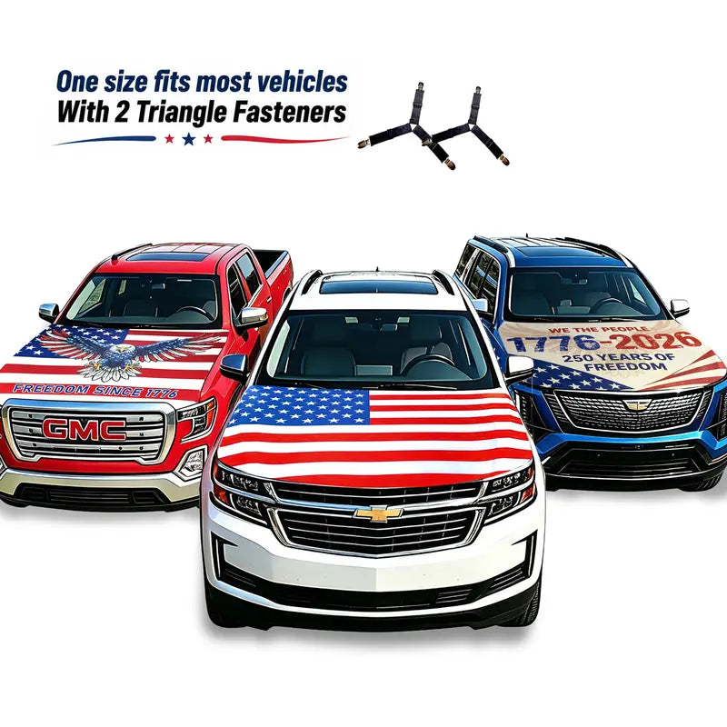 American Flag Car Hood Cover - America 250th Anniversary PatrioticVehicle Decoration for Independence Day & Memorial Day