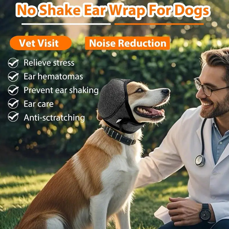 Dog Calming Ear Wrap Hoodie, Soft Waterproof Noise-Reducing Ear Muffs for Bathing, Grooming, Travel, Fireworks, and Everyday Comfort