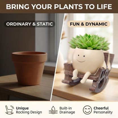 🌼 Cartoon Chair Resin Vase – Adorable Flower Pot & Home Decor