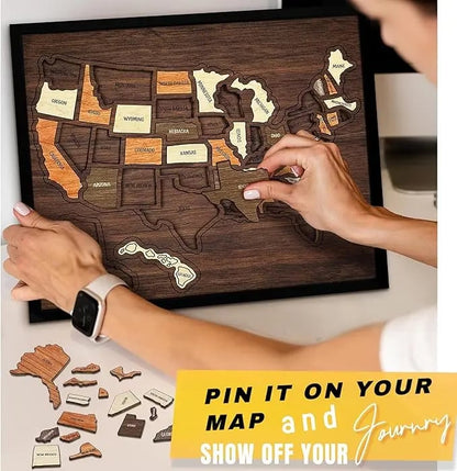 👍Wooden USA Travel Map Puzzle