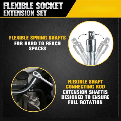 1/2 Inch 35cm Flexible Socket Ratchet Wrench Extension Set – Bendable Shaft Connecting Rod for Automotive Repair, Home Maintenance & Tight-Space Applications