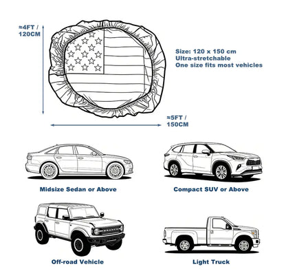 American Flag Car Hood Cover - America 250th Anniversary PatrioticVehicle Decoration for Independence Day & Memorial Day
