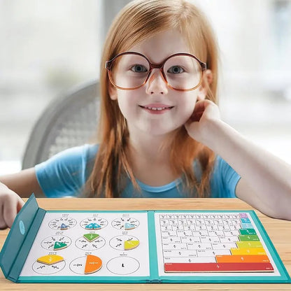 Magnetic Fraction Math Learning Book for Kids Aged 3-8, Colorful Educational Puzzle Toy, Magnetic Book for Addition & Subtraction Practice