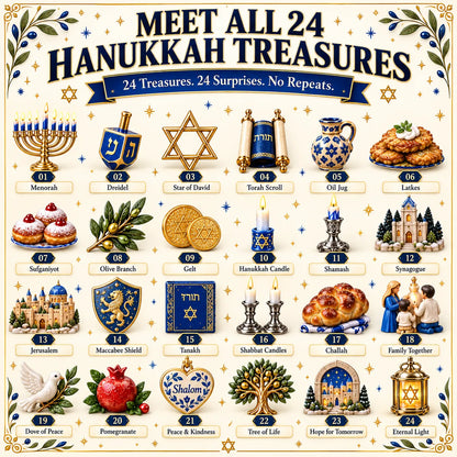 🕎 24 Treasures of Hanukkah | 24 Unique Symbols, Keepsakes & Daily Surprises Inspired by Light, Faith & Tradition ✨