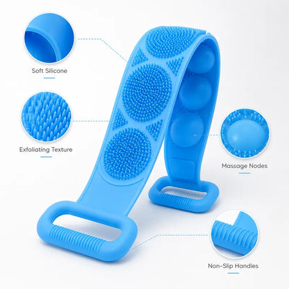 Easy-Reach Silicone Back Scrubber | Dual-Sided Deep Cleansing Bath Brush 🚿✨