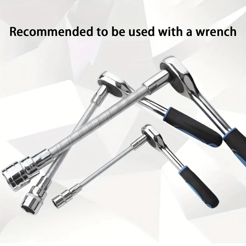 1/2 Inch 35cm Flexible Socket Ratchet Wrench Extension Set – Bendable Shaft Connecting Rod for Automotive Repair, Home Maintenance & Tight-Space Applications