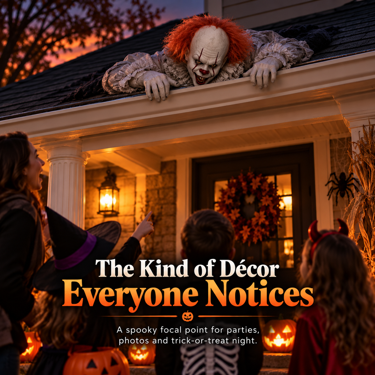 👻 Creepy Roof Crawler Halloween Prop – Porch, Garage & Roofline Horror Decoration