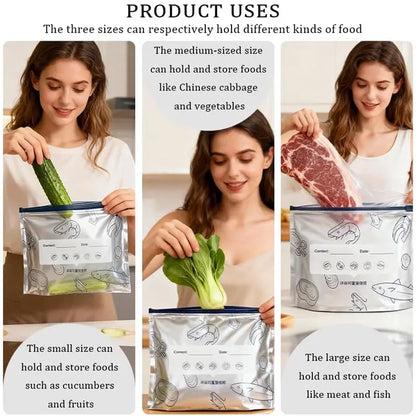 10PCS Reusable Aluminum Foil Food Storage Bags – Stand-Up Zip Lock Fresh-Keeping Bags