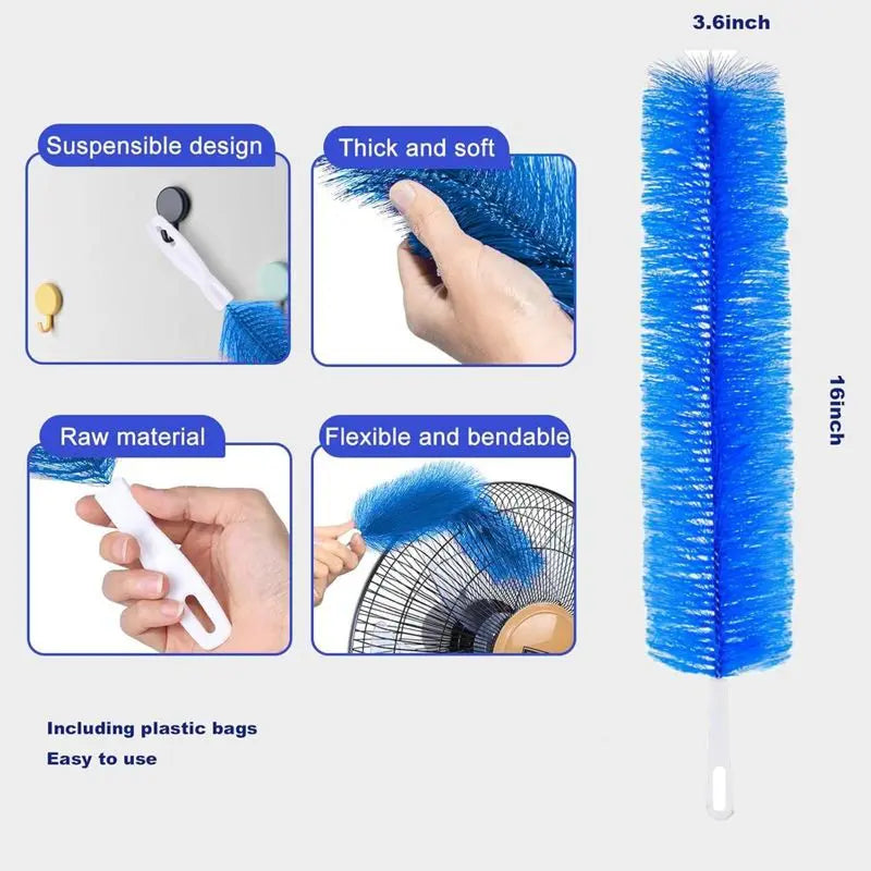 3-Pack Bendable Microfiber Dust Remover Brushes – Reusable Fan Cleaning Duster for Ceiling Fans, Air Vents, Curtains, Cars & Hard-to-Reach Spaces