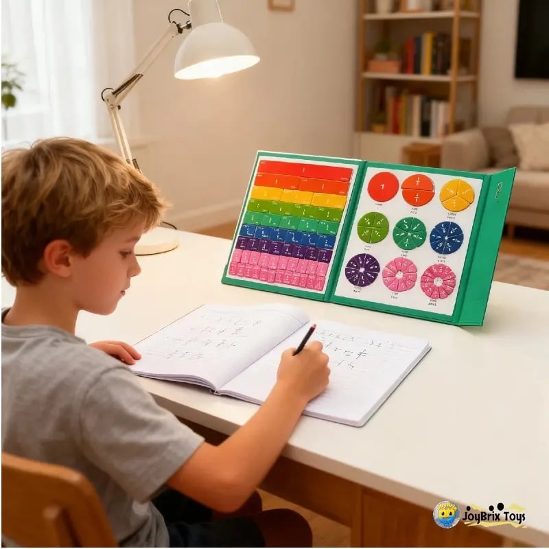 Magnetic Fraction Math Learning Book for Kids Aged 3-8, Colorful Educational Puzzle Toy, Magnetic Book for Addition & Subtraction Practice