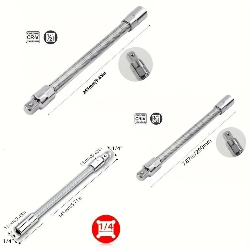 1/2 Inch 35cm Flexible Socket Ratchet Wrench Extension Set – Bendable Shaft Connecting Rod for Automotive Repair, Home Maintenance & Tight-Space Applications