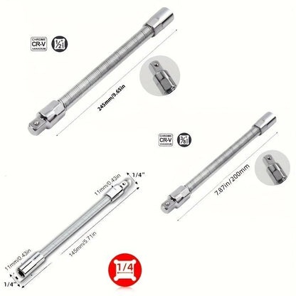 1/2 Inch 35cm Flexible Socket Ratchet Wrench Extension Set – Bendable Shaft Connecting Rod for Automotive Repair, Home Maintenance & Tight-Space Applications