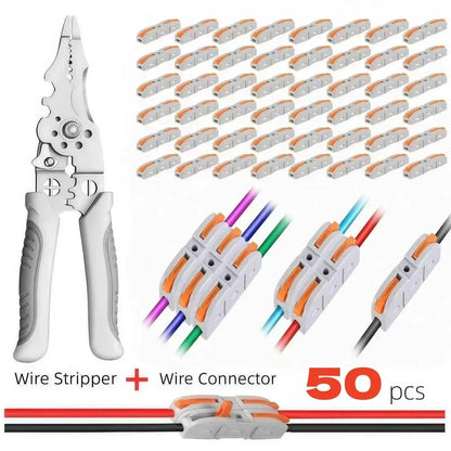 💯Universal Quick Lever Electrical Wire Connectors (24-12 AWG) Assortment (50/100Pcs) + Wire Stripper