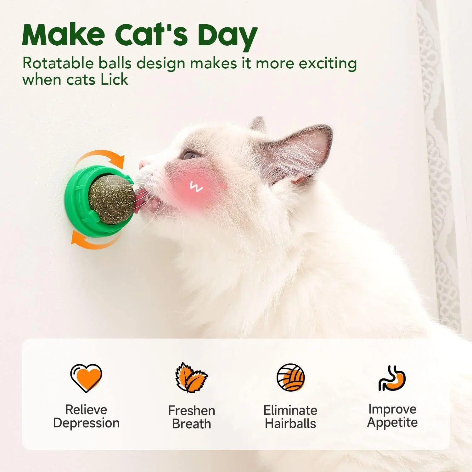 Catnip Toys Balls 4 Pcs, Extra Cat Energy Ball, Edible Kitten Silvervine Toys, Healthy Kitty Teeth Cleaning Dental Chew Toys, Cat Wall Treats Cat Stuf