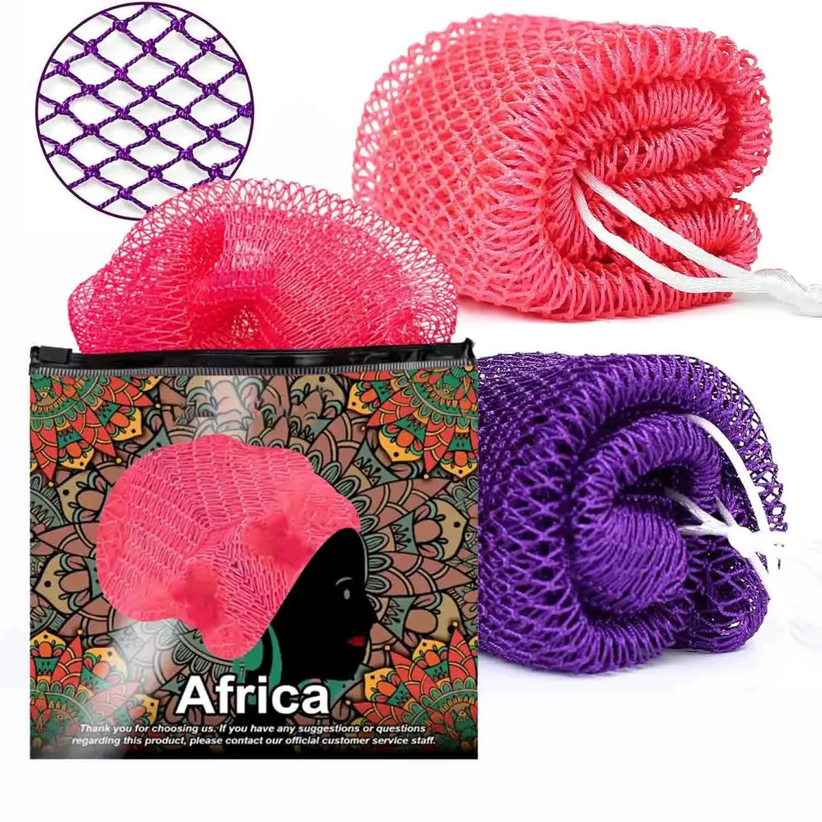 Summervibes African Exfoliating Net Bath Sponge for Deep Cleansing & Body Exfoliation