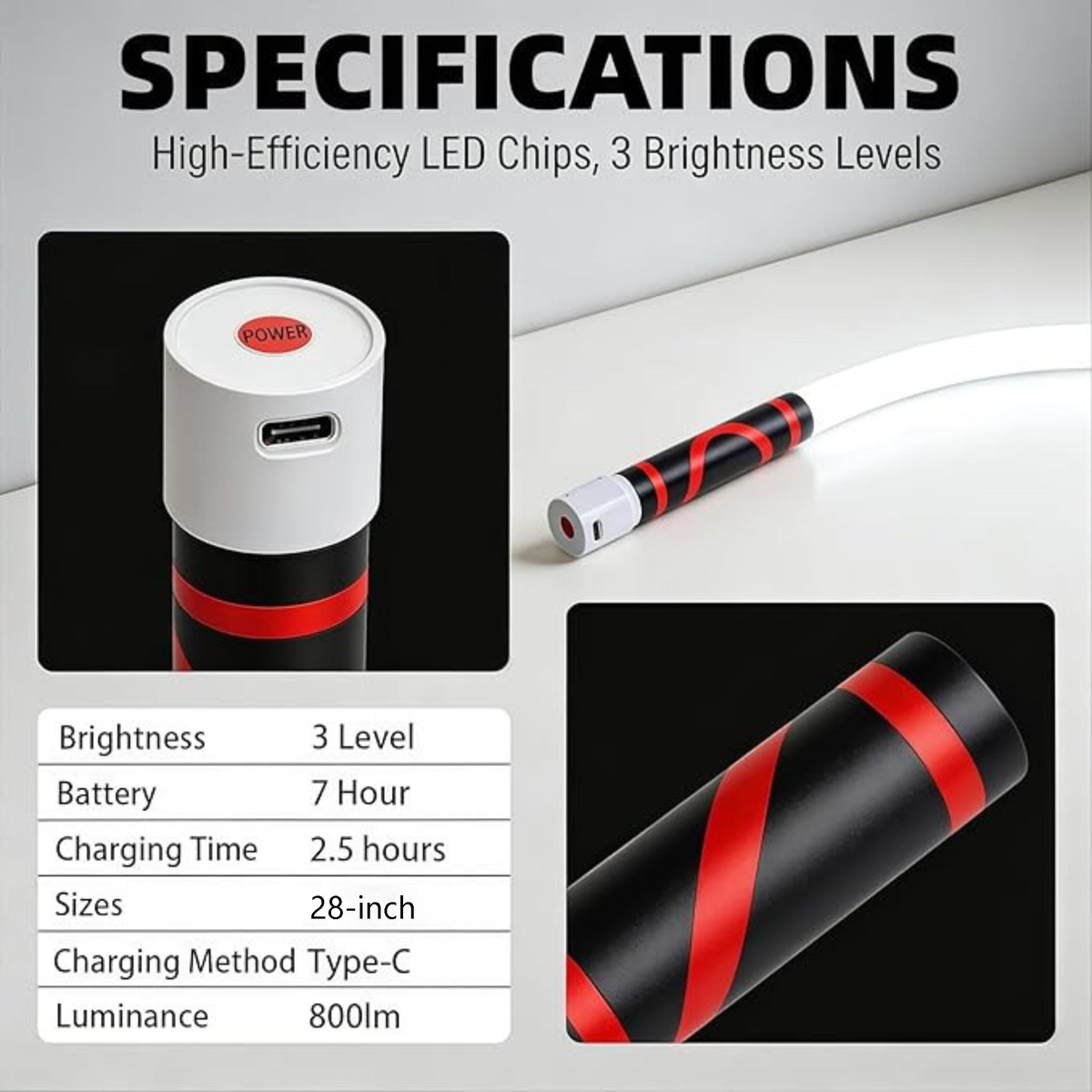 Bendable LED Flashlight Stick – 28" Flexible Rechargeable Work Light for Mechanics & Car Repair 🔦🚗