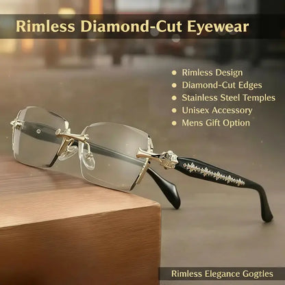 EUNOIALENS Rimless High Quality Eyewear – Frameless Diamond-Cut Edge Stainless Steel Fashion Glasses, Unisex Daily Wear Sunglasses & Optical Style Accessory