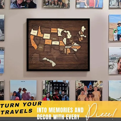 👍Wooden USA Travel Map Puzzle