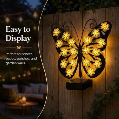 Solar Butterfly Garden Light – Warm White LED Outdoor Decorative Wall Light