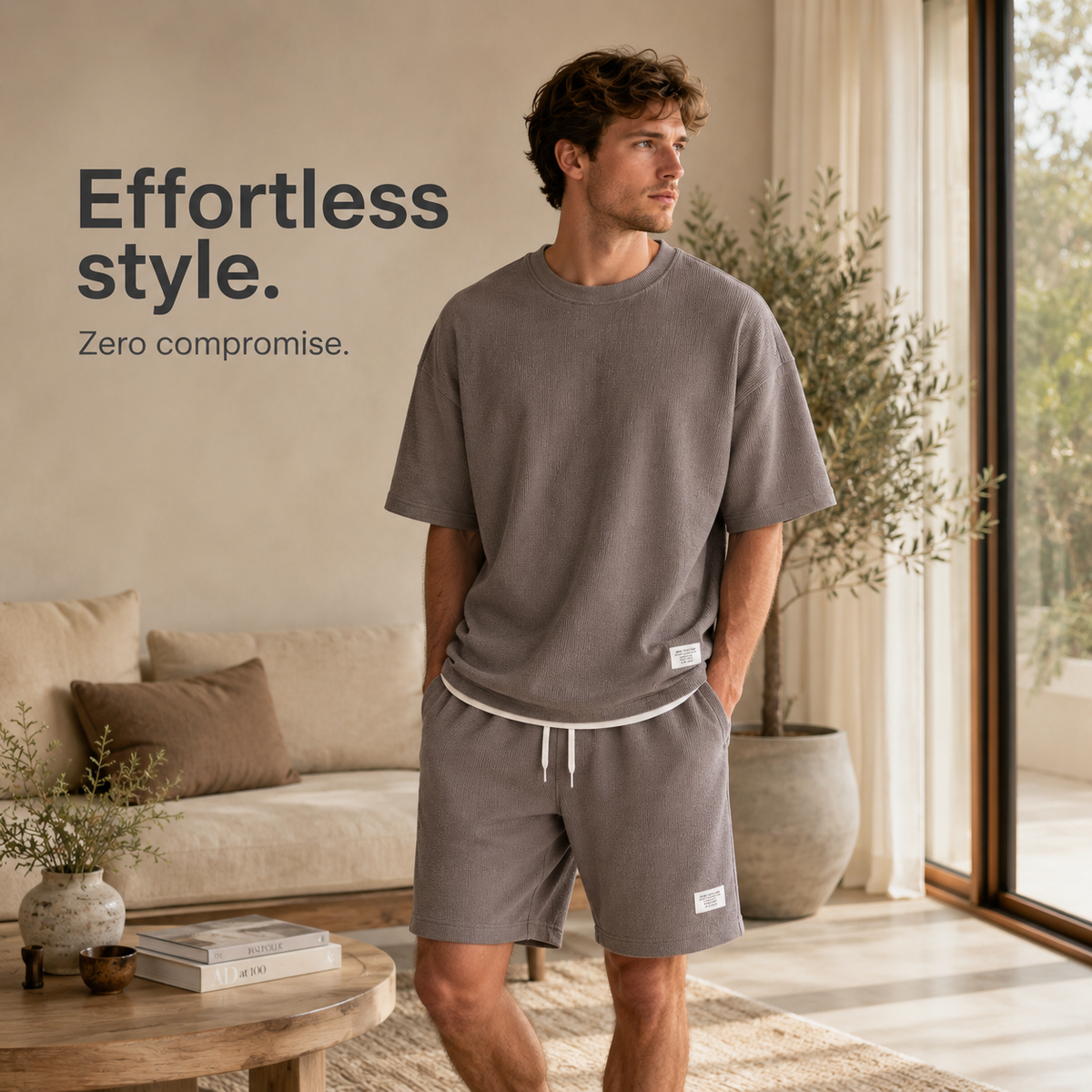🔥Men's Casual Waffle Knit 2-Piece Set