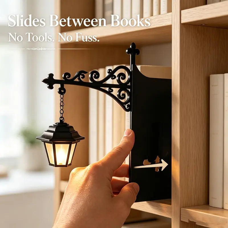 Library Lantern – Miniature Hanging Bookshelf Lamp, Warm LED Reading Nook Light & Literary Decor