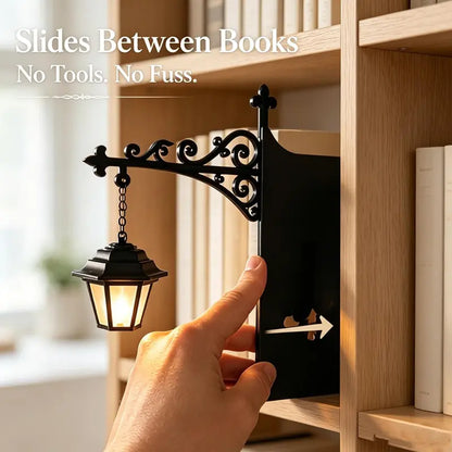 Library Lantern – Miniature Hanging Bookshelf Lamp, Warm LED Reading Nook Light & Literary Decor