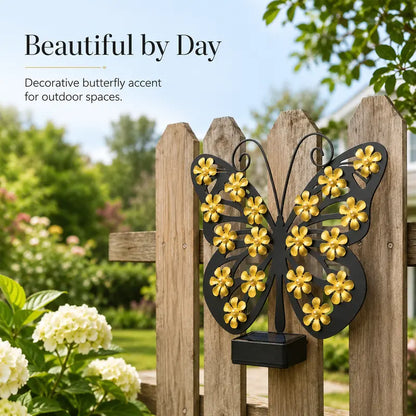 Solar Butterfly Garden Light – Warm White LED Outdoor Decorative Wall Light