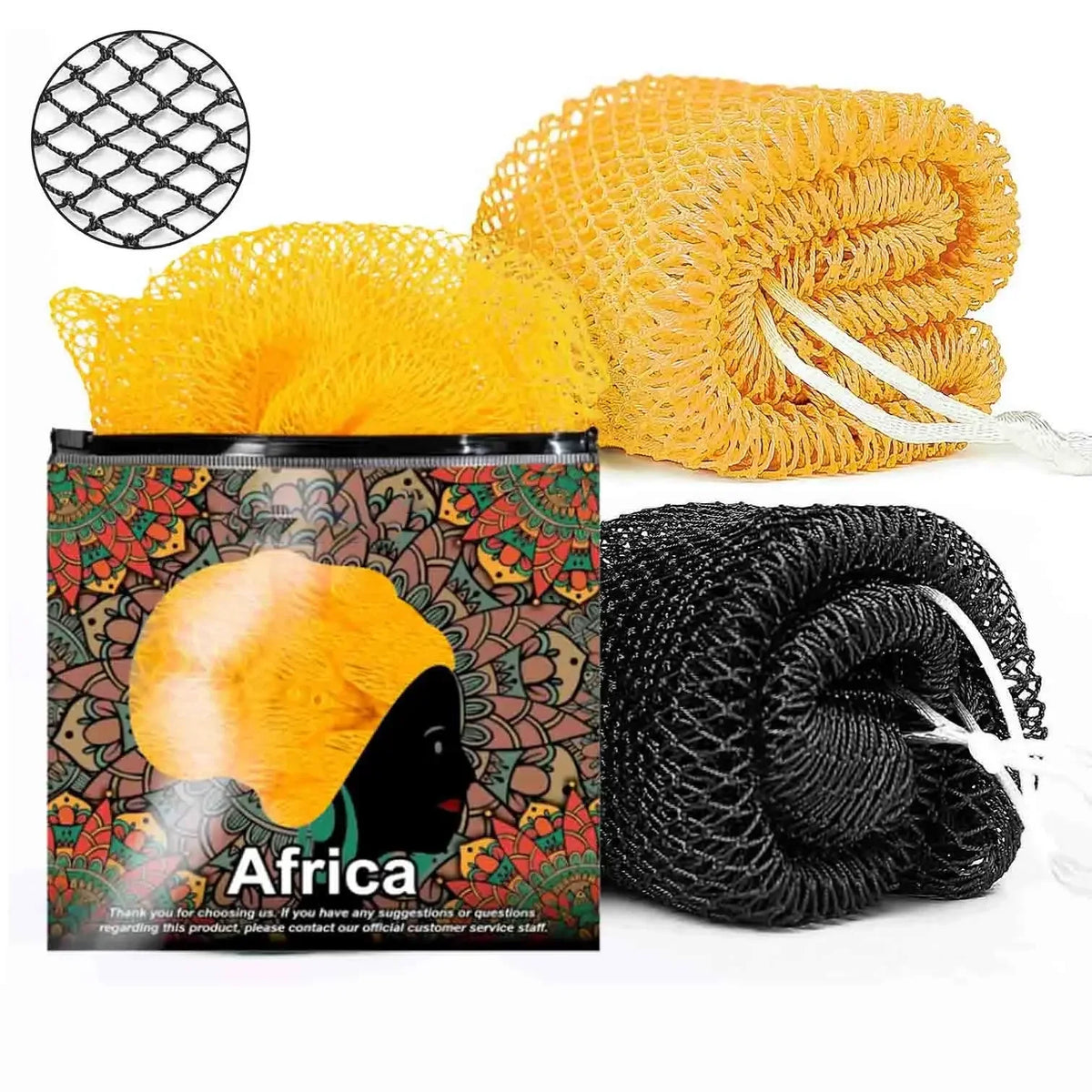 Summervibes African Exfoliating Net Bath Sponge for Deep Cleansing & Body Exfoliation