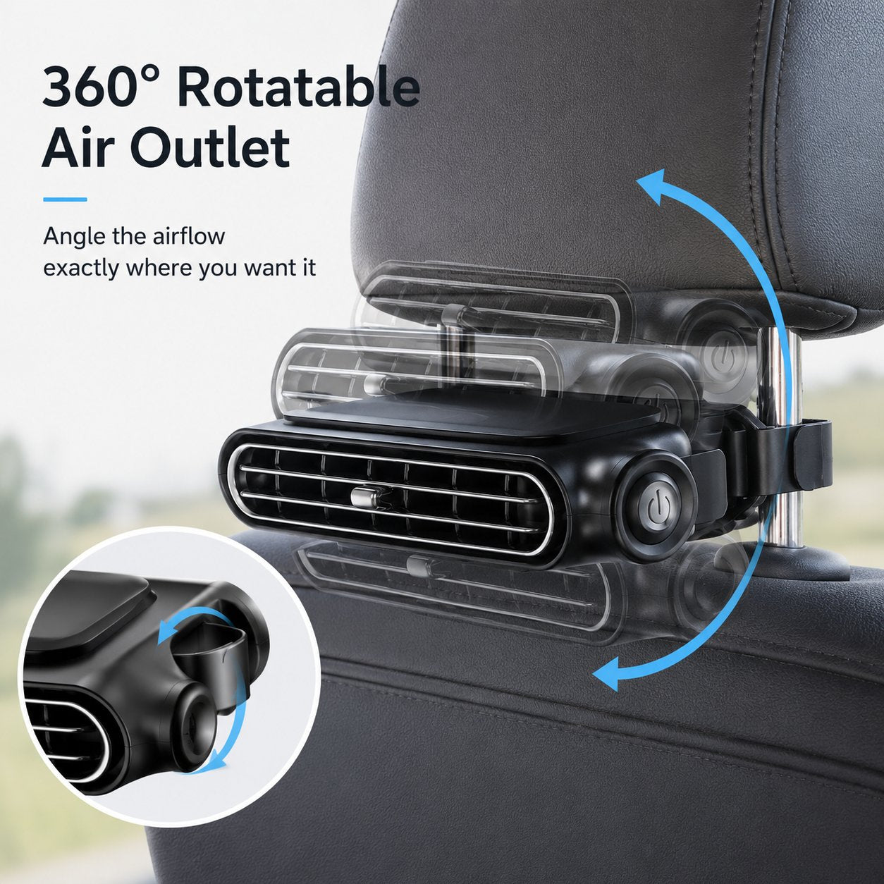 🚗 3000mAh Rechargeable Cordless Car Seat Cooling Fan with 3-Speeds