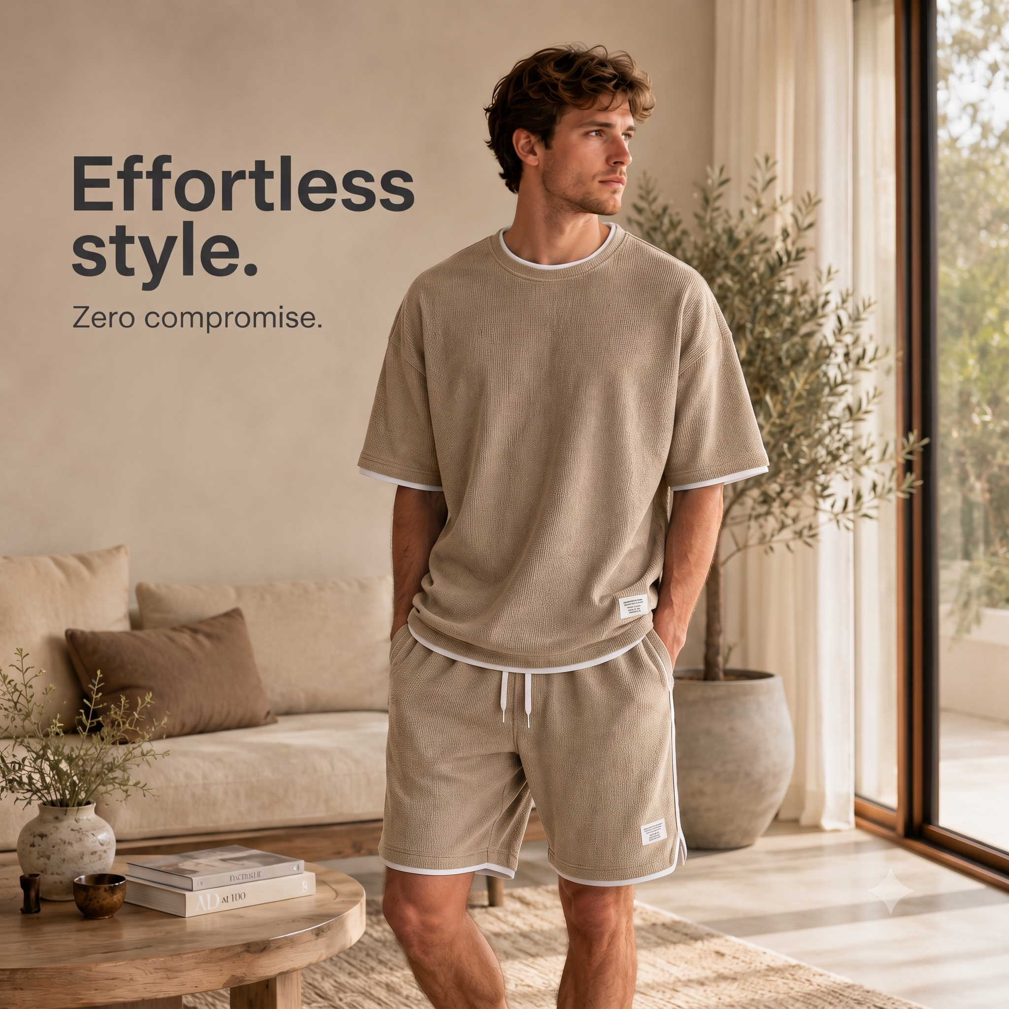 🔥Men's Casual Waffle Knit 2-Piece Set