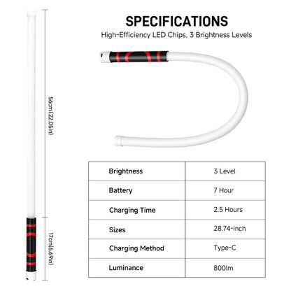 Bendable LED Flashlight Stick – 31" Flexible LED Work Light, High Lumen Magnetic Inspection Light